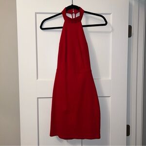 Red Halter Strappy Bodycon Mini Dress